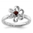 thumbnail image 2 of Auriga 925 Sterling Silver Polished Garnet Flower Ring for Women Size- 9, 2 of 6