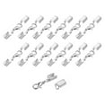 thumbnail image 1 of Unique Bargains 20Sets 4.5mm Fold Over Cord Ends with Lobster Claw Clasps, Terminator Crimp End Caps, Silver Tone, 1 of 7