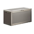 thumbnail image 2 of PATIOEASY 100 Gallon Lockable Resin Deck Box,Waterproof & Outdoor Toys Storage Box for Outdoor Cushion Storage and Outdoor Delivery Storage-Brown, 2 of 9