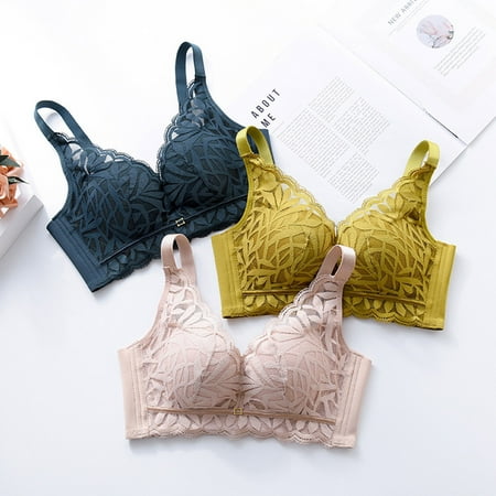 Itsame 1PC Bras for Women s Full Support Everyday Casual Bra Set Tie Back Breathable Wireless Comfort Bralette Navy Size S