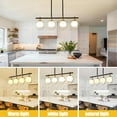 thumbnail image 3 of Modern Black and Gold Chandelier - Adjustable 4-Light Rectangular Pendant with Milk Glass Shades, 3 of 4