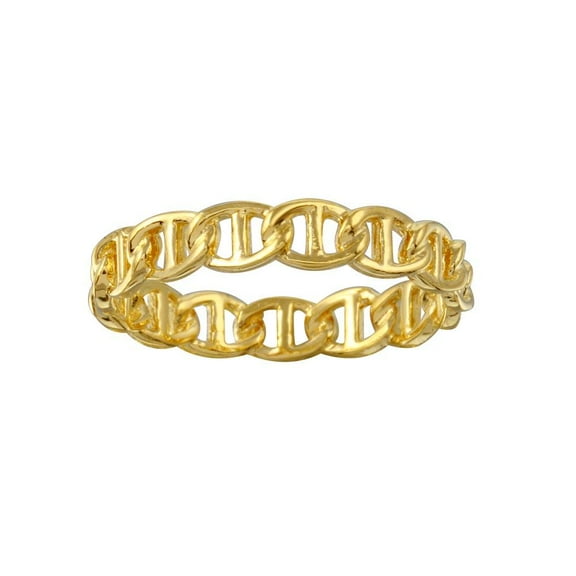 Gold Plated 925 Sterling Silver Mariner Anchor Link Chain Band Ring Jewelry Female Male Size 8