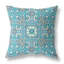 Love and Liberty Indoor/Outdoor Fabric Pillow with Zip in Light Blue White 16x16