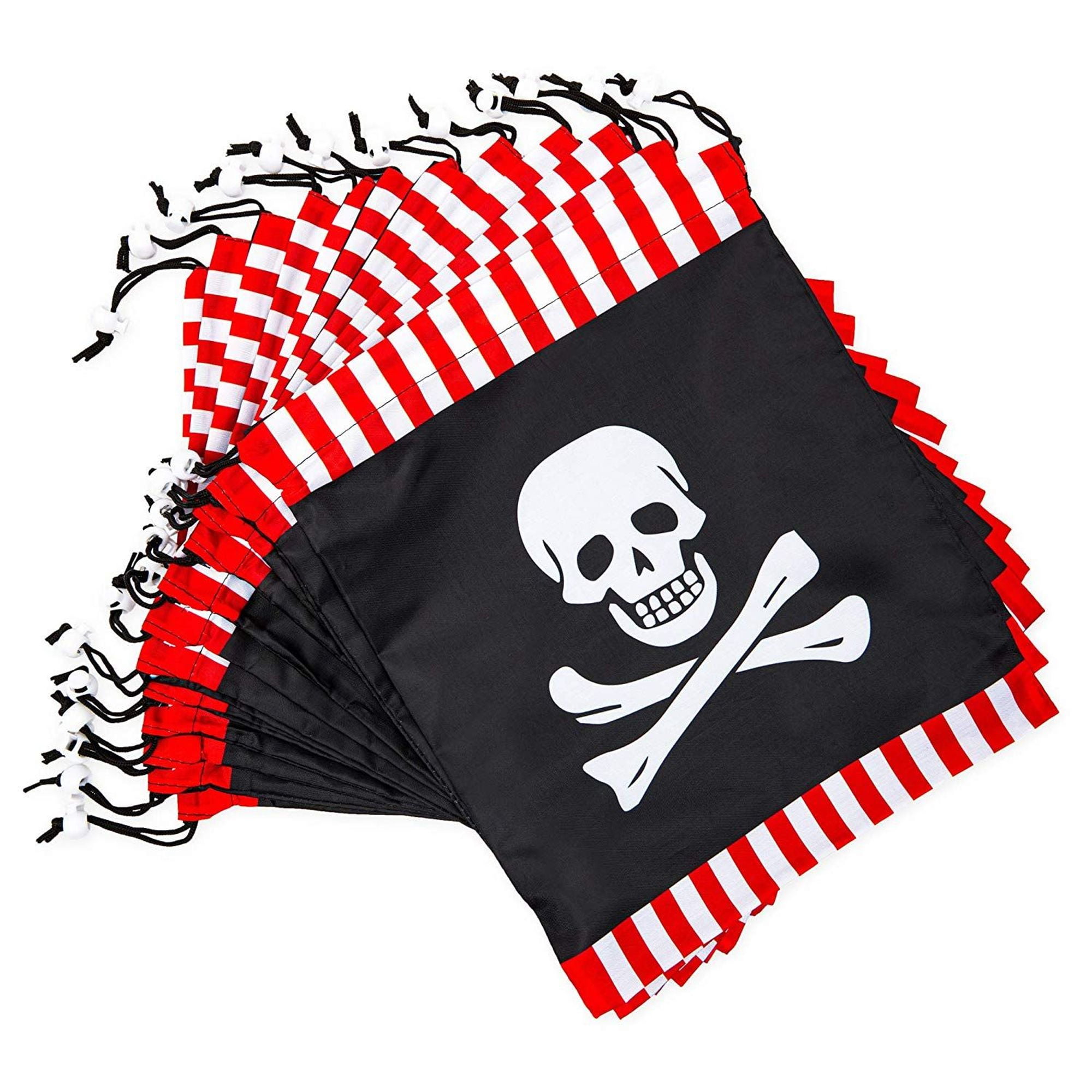 12 Pack Pirate Skull Kids Party Favor Bags, Drawstring Gift Package