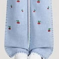 thumbnail image 5 of UAYOTSE Girls Wide Leg Washed Denim Jeans Elastic Back Waist All Over Fruit Embroidery Loose Baggy Trousers,Sizes 7-8 Years, 5 of 7