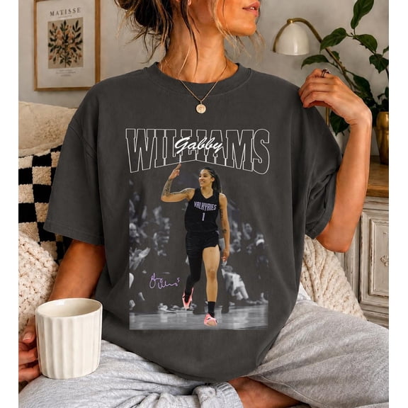 CLOTEX Vintage 90s Gabby Williams Basketball Graphic Tee Game Day Comfort Colors Shirt Gift For Fan, Black S