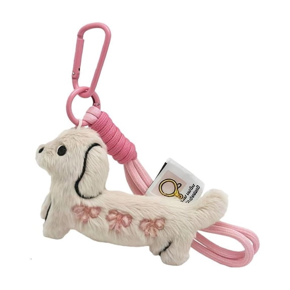 Lerpwige Adorable Cartoon Dachshund Plush Bag Charm Soft Practical for Kids Adults