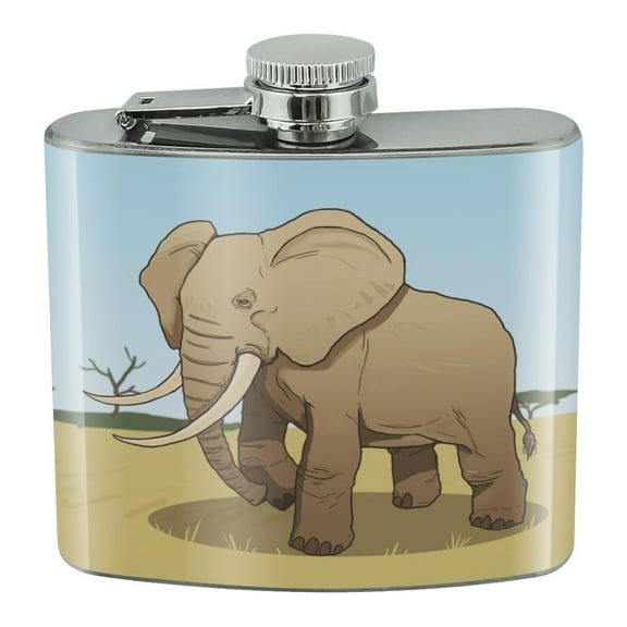 African Elephant Stainless Steel 5oz Hip Drink Kidney Flask