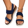 thumbnail image 2 of Domuza Womens Platform Espadrilles Wedge Sandals Comfortable Platform Open Toe Sandals with Ankle Strap | Casual Summer Dress Women Shoes for Beach, Travel, Walking, Daily Wear Blue 8.5（EU-41）, 2 of 4