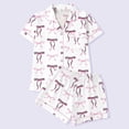 thumbnail image 3 of MEZZALL Women's 2 Piece Pajama Set Short Sleeve Button Down Tops With Shorts Sleepwear with Leopard Bow Print & Chest Pocket Cute Summer Loungewear Set Holiday Pjs, 3 of 3
