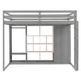 thumbnail image 4 of Duxelifin Full Loft Bed with Storage Shelves and Cabinet, Wood Loft Bed with Wardrobe and Ladder for Teens Adults, Gray+Pink, 4 of 8