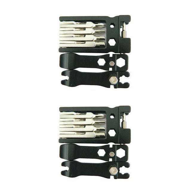QualitChoice 19 In 1 Bike Repair Tools Keychain Removal Tools Screwdrivers Folding Multi-tool black 75*39mm 2Set