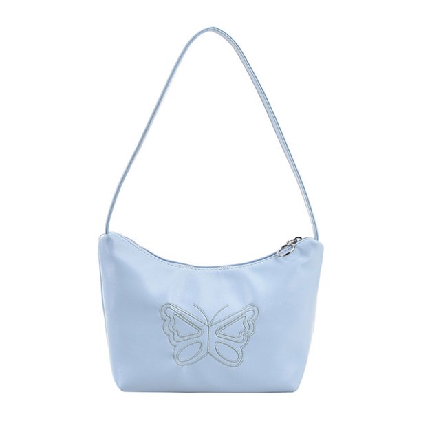 Bolso para axilas para mujer, bolso tipo cartera de cuero PU, estampado de mariposas Y2K con cierre de cremallera para la vida diaria FLhrweasw Nuevo