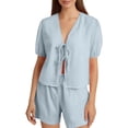 thumbnail image 3 of ibiyuan 2 Piece Short Sets For Women Women's Fashion Striped Shorts Set Casual Summer Outfit with Elastic and Drawstring Waist Stylish Comfortable Two Piece, 3 of 6