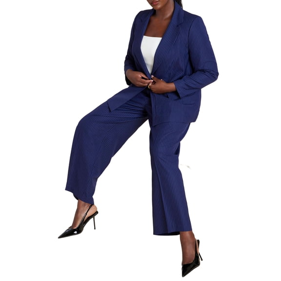 ELOQUII Women's Plus Size Pinstripe Trouser