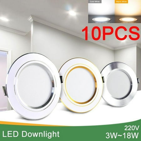 

Dicasser 10PCS Round LED Downlight Aluminum LED Down Light Ceiling