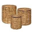 thumbnail image 3 of JONATHAN Y Zaria 18" Coastal Bohemian Handwoven Water Hyacinth Nesting Round Accent Table, Natural (Set of 3), TBL2503A-3SET, 3 of 7