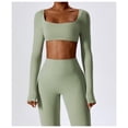 thumbnail image 4 of Tops cortos de yoga for mujer, camiseta de manga larga con cuello cuadrado, camisetas básicas elásticas ajustadas, camisetas deportivas for ejercicio al aire libre y gimnasio, 4 of 6
