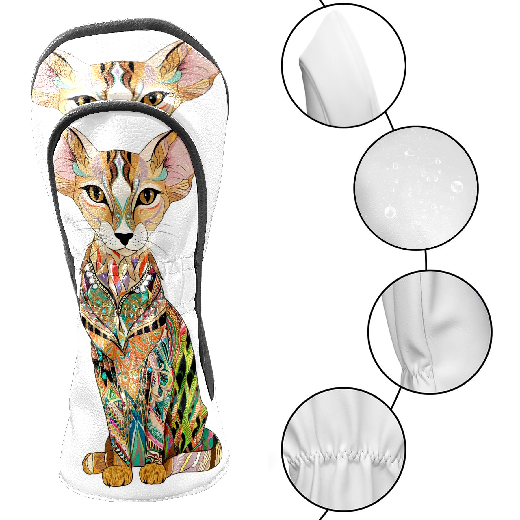Golf Club Covers, Dog Premium PU Leather Driver Hybrid Putter Head Covers with Velvet Lining, Waterproof Golf Gifts for Men Women
