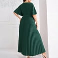 thumbnail image 4 of Great Gifts for Less Ofreoo Women's Casual Solid Color Round Neck Large Size Elastic Waist Stitching Long Skirt Dress Long Sleeve Round-Neck Ankle Dress Fall Outfits for Women 2024, 4 of 7