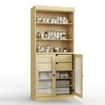 thumbnail image 4 of 100% Solid Wood 32" Bathroom Cabinet with Frosted Glass Doors, 2-Drawers and Adjustable Shelves, 4 of 6