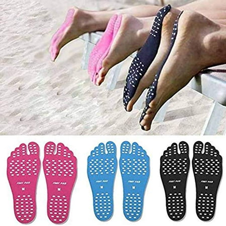 Beach Foot Pads for Barefoot Lover,Stick on Soles,Invisible Shoes Stick on Foot Pads,Foot Stickers, Stick on Soles with Anti-Slip and Waterproof Design, 3 Pairs Black/Pink/Blue