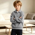 thumbnail image 3 of Tween Boys Waffle Knit Pullover Sweatshirts Kids 1/4 Zip Collared Shirts Long Sleeve Casual Fall Winter Tops Outerwear Warm Clothes, 3 of 10