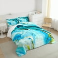 thumbnail image 3 of Manfei Abstract Marble Texture Full Size Comforter Sets,Fluid Stripe Aesthetic Bedding Comforter Set,Gold Blue Bedding Sets For Kids,Lightweight Room Decor Reversible,3-Piece, 3 of 8