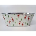 thumbnail image 1 of Set of 2 Reindeer And Christmas Trees On White Metal Planter, 1 of 1