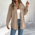 thumbnail image 2 of Shackets for Women Waffle Knit Tops Long Sleeve Button Down Shirt Fall Jackets Outfits Corduroy Jacket Womens Shackets Jacket Plus Size Long Sleeve Shirts Blouses Tops, 2 of 5