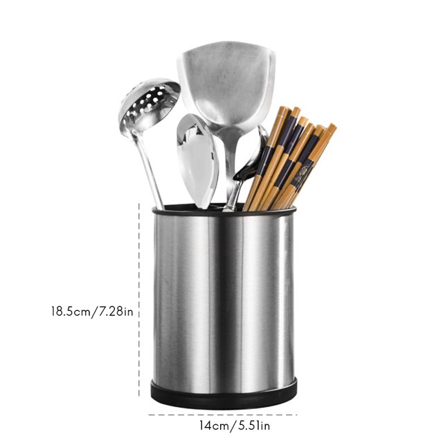 Porte-ustensiles de Cuisine Rotatif en Acier Inoxydable Organisateur d'Outils de Cuisson et de Service