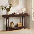 thumbnail image 2 of Space-Saving 2-Tier Wooden Dining Table – Farmhouse Narrow Console with Fluted Rectangular Plank and Beam Design, Entryway Shelf for Living Room, Foyer, or Hallway, 2 of 8