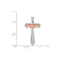 thumbnail image 3 of Silver and Rose Gold Cross Pendant Necklace for Men and Women with White CZ Stones Heart Detail Polished Religious Charm Jewelry with Lustrous Finish, 3 of 6