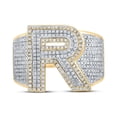 thumbnail image 2 of Solid 10K Yellow and White Gold Two Tone Real Natural Diamond Mens R Initial Letter Anniversary Ring 1-1/4 Carat - Size - 10.5 ( 1.25 Cttw ), 2 of 5