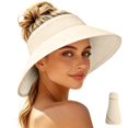 thumbnail image 2 of Summer Hollow Top Sun‑Shade Hat for Ladies Large Brim Breathable Packable Visor Cap Beach Vacation Driving Shopping Headwear, 2 of 4