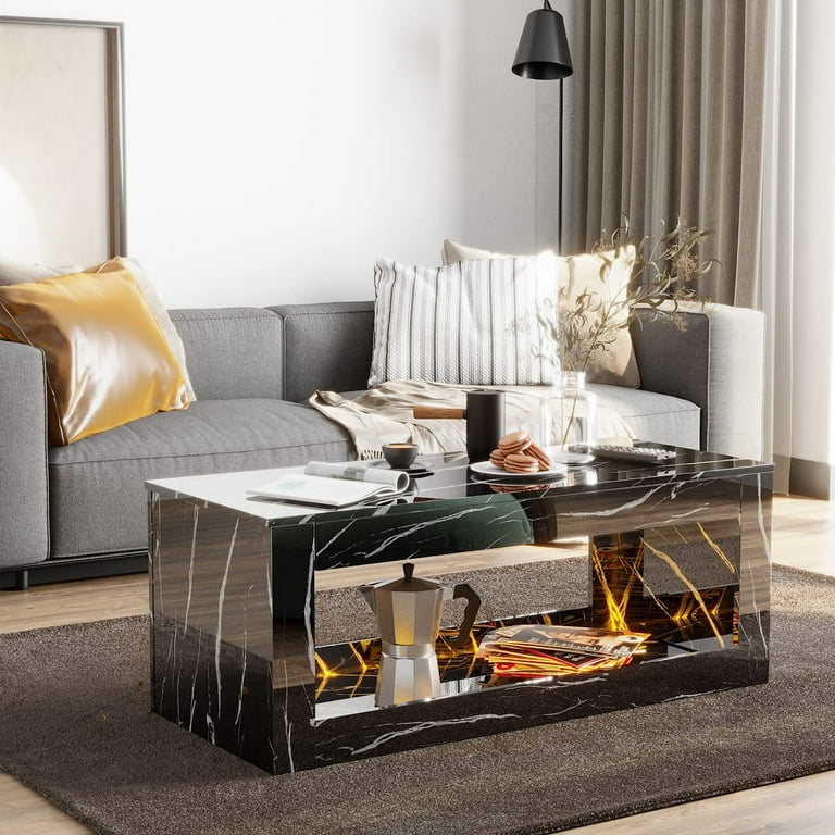 Black coffee table store with led lights