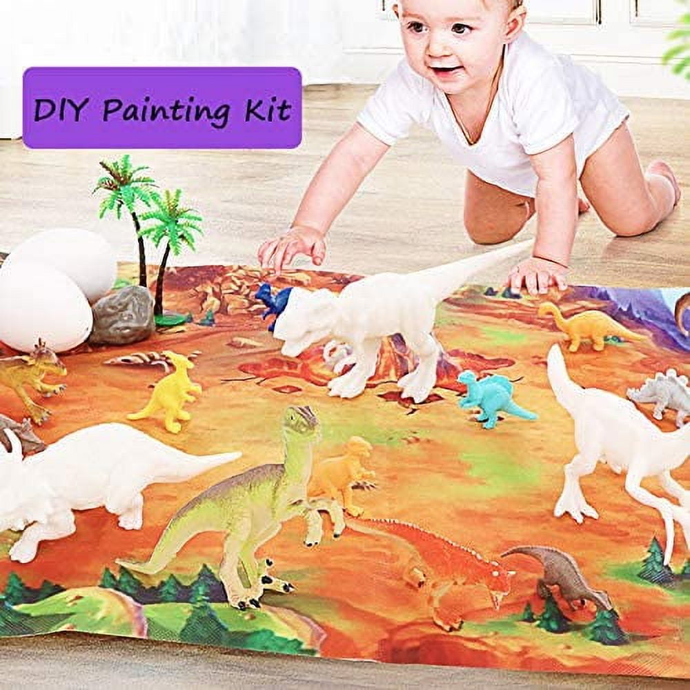 30 PCS Crafts and Arts Set dinosaur Painting Kit, craft paint kit for kids boys, toddler supplies DIY arts and crafts toys, party favors for boys age 4-7 years old, Paint Your Own Dinosaur Animal Set