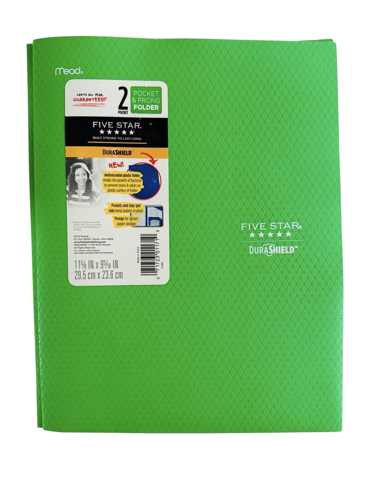 Five Star Stay-Put Plastic and Prong Folder, Pacific Blue (340300B