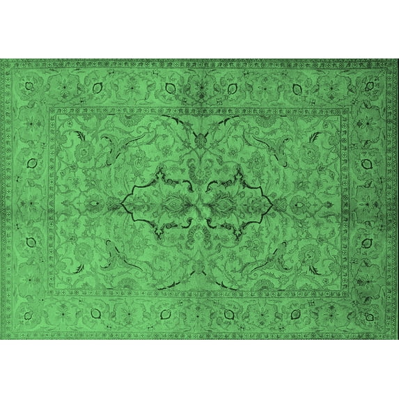 Ahgly Company Indoor Rectangle Oriental Emerald Green Traditional Area Rugs, 8' x 12'