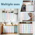 thumbnail image 6 of Blue Pink Plaid Sink Skirt 11"W x 13"L,Dustproof Under Sink Curtain Skirt for Bathroom Kitchen,Pastel Green White Buffalo Patchwork Adhesive Short Curtain Vanity Cover for Laundry Closet Shoe Rack, 6 of 8