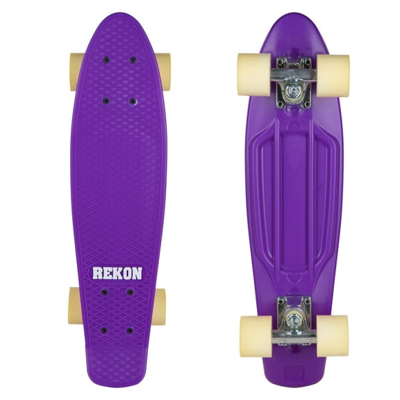 Rekon 22" Complete Mini Cruiser Plastic Skateboard (Glow in the Dark, Purple)