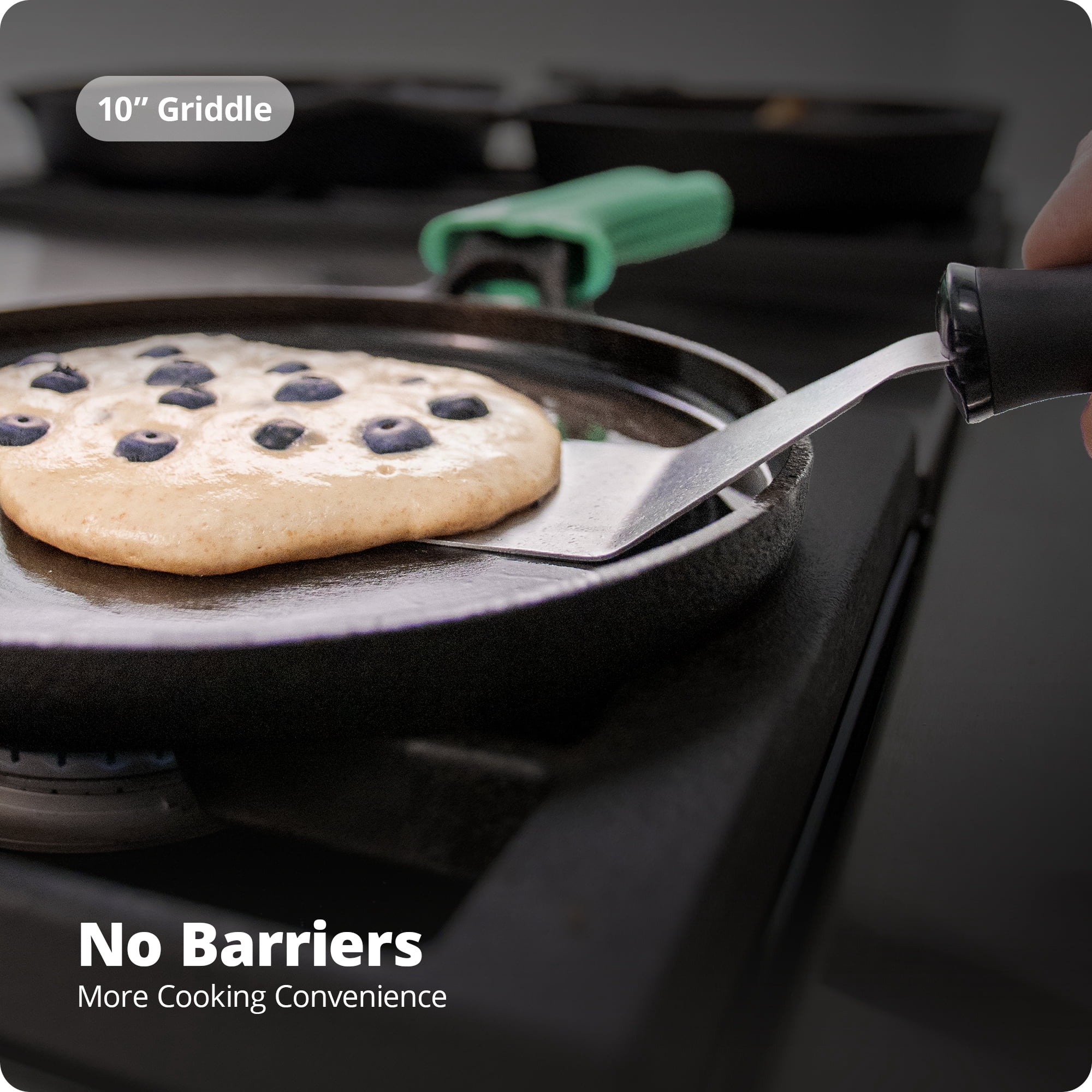 Greater Goods Cast Iron Home Griddle,Pre-Seasoned 10 inch Pan Surface, Black