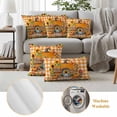 thumbnail image 6 of Fall Pumpkins Outdoor Waterproof Pillow Covers, Thanksgiving Sunflowers Rustic Orange Plaid Decorative Square Throw Pillowcase Sofa Cushion Sham for Patio/Couch/Chair, 24"x24" 2 Pack, 6 of 8