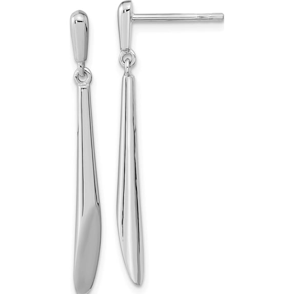 Sterling Silver Rh-Plated Polished Bar Dangle Post Earrings (32.5 X 2.5) Made In Thailand qe15724