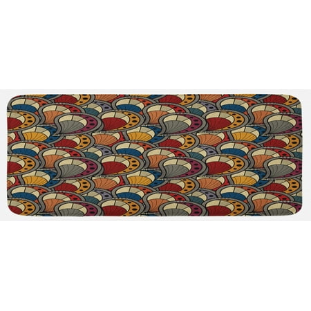 

African Kitchen Mat Paisley Motifs Geometric Design Dots Lines Teardrop Shape Curved Tip Plush Decorative Kitchen Mat with Non Slip Backing 47 X 19 Multicolor by Ambesonne