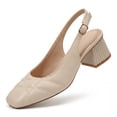thumbnail image 2 of Rexoro Women Pumps Square Toe Slingback Mid Block Heel Women's Dress Shoes Office Party, 2 of 5