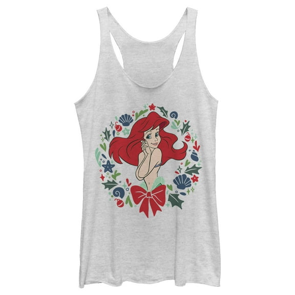 Women's The Little Mermaid The Little Mermaid Ariel Wreath Racerback Tank Top White Heather X Small