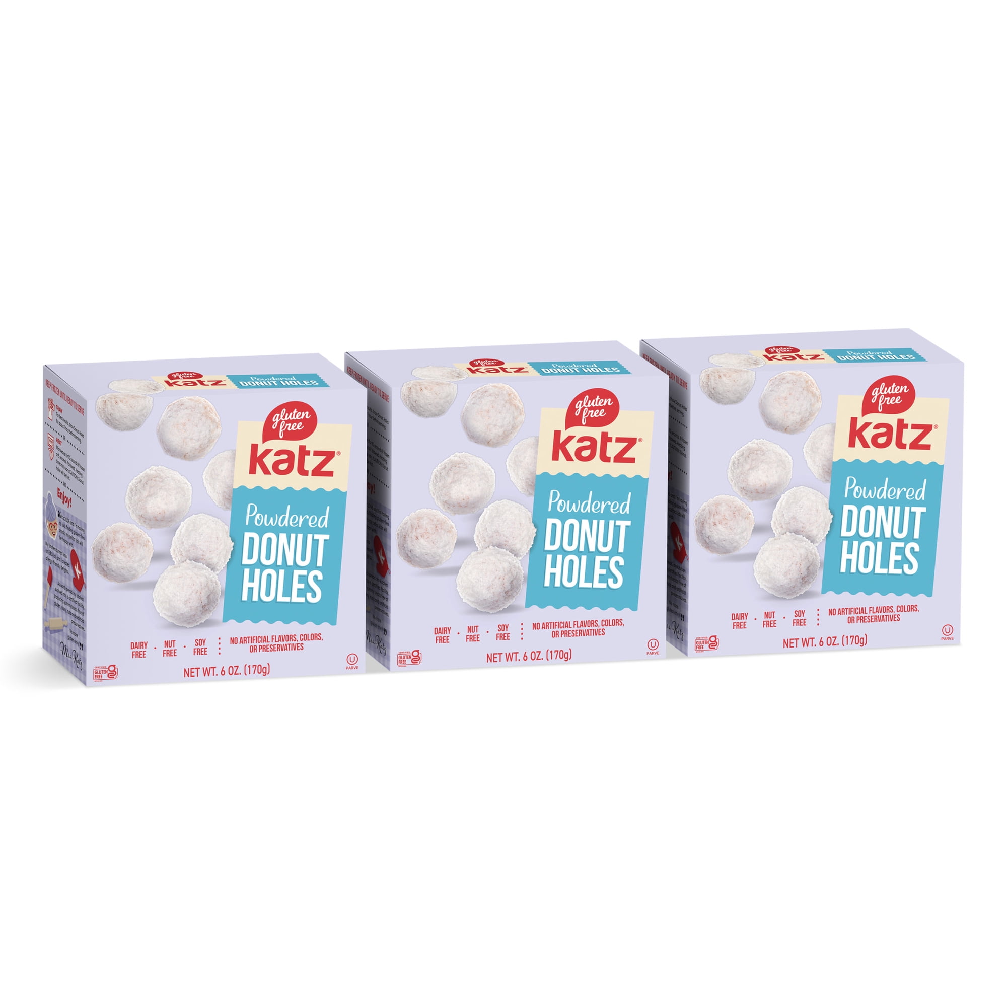 Katz Gluten-Free Powdered Donut Holes |Gluten-Free Dairy Free Nut Free Soy Free Kosher | (3 Pack 6.0 Ounce Each)