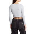 thumbnail image 3 of Women's Spring Fitted Crop Tops Long Sleeve V Neck Ribbed Knit Ruffle Slim T-shirt, 3 of 5