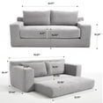 thumbnail image 3 of Loveseat Sofa Bed Boneless Couch, Convertible 2-in-1 Design, Corduroy Fabric - Compact Memory Foam Couch for Small Spaces, Apartments, Home Office & Bedroom （Grey）, 3 of 8